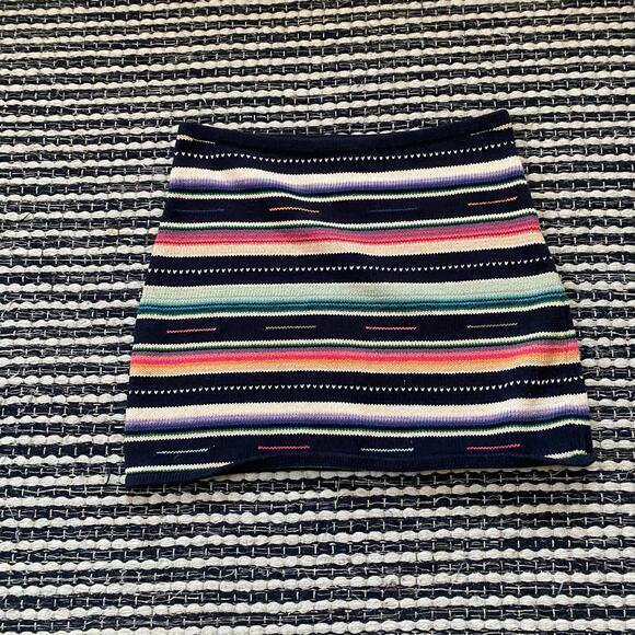 🌿Ralph Lauren Exclusive Hand Knit Striped Pull On Midi Cotton Linen Skirt M - Picture 3 of 6